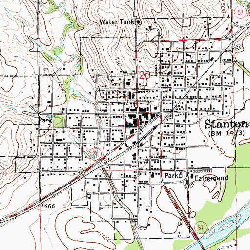 Topographic Map of Stanton Volunteer Fire Department, NE