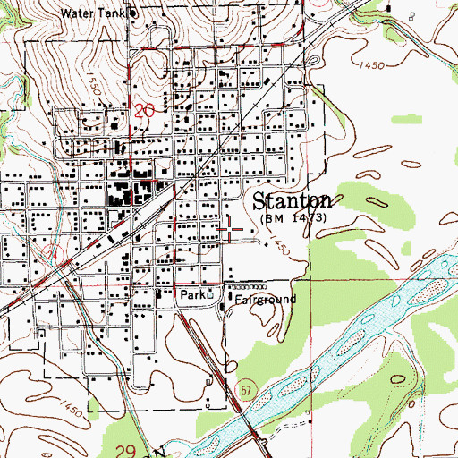 Topographic Map of Stanton Elementary School, NE