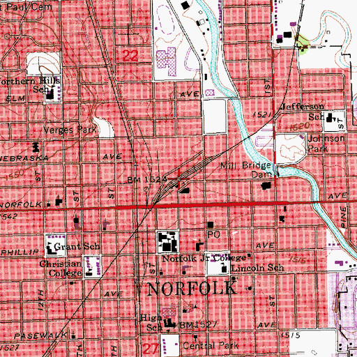 Topographic Map of Norfolk, NE