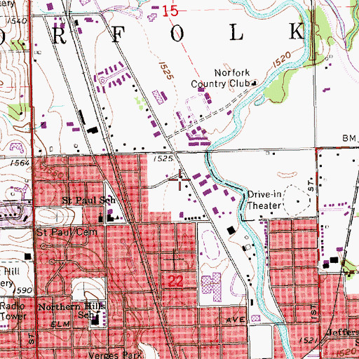 Topographic Map of Norfolk-Riverfront Trail, NE