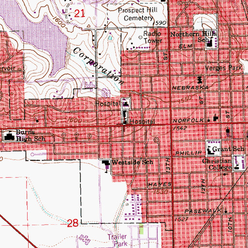 Topographic Map of Skyview Medical Center, NE