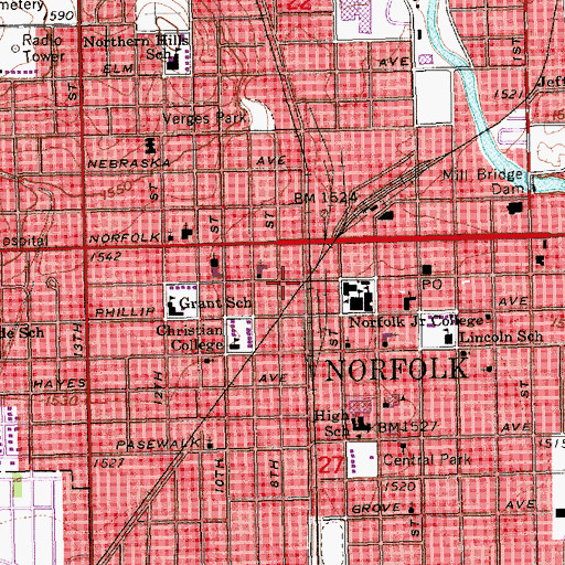 Topographic Map of Norfolk Family Medicine PC, NE