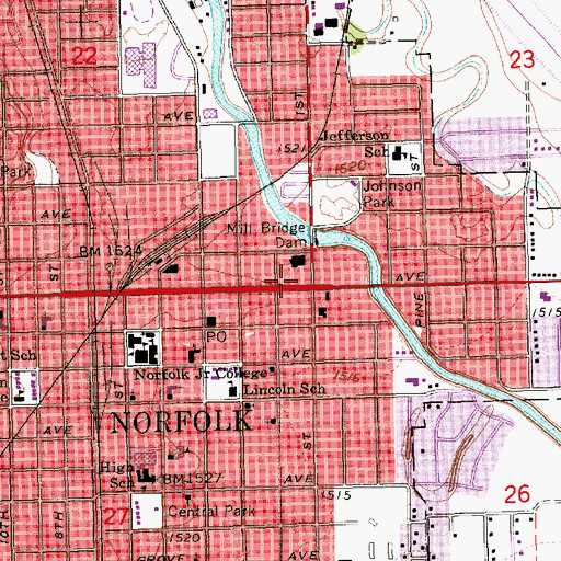 Topographic Map of Norfolk Eye Clinic, NE