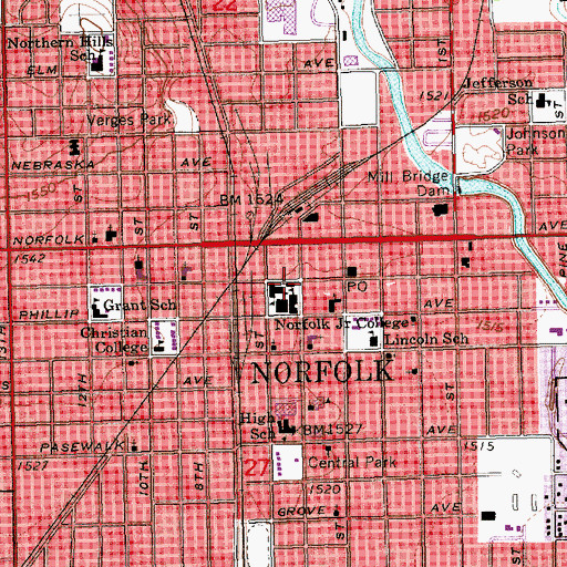 Topographic Map of Sacred Heart Catholic Church, NE