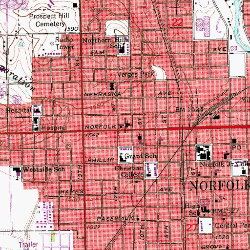 Topographic Map of First Congregational United Church of Christ, NE