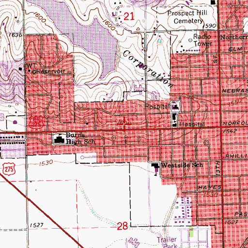 Topographic Map of Westridge United Methodist Church, NE