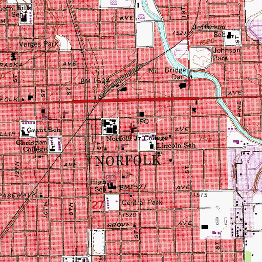 Topographic Map of First United Methodist Church, NE
