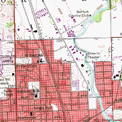Topographic Map of Northern Heights Baptist Church, NE