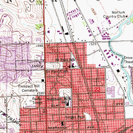 Topographic Map of Saint Pauls Lutheran Church, NE