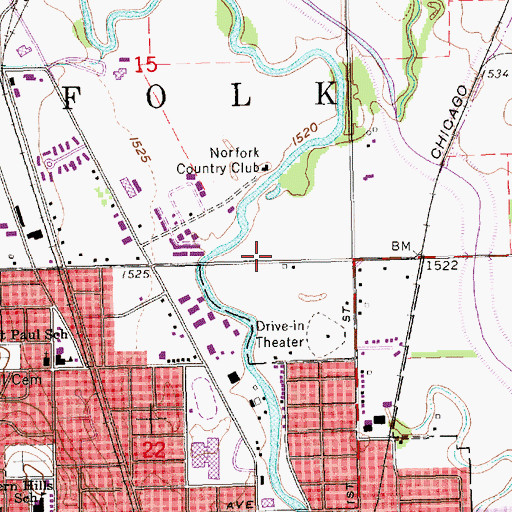 Topographic Map of First Baptist Church, NE