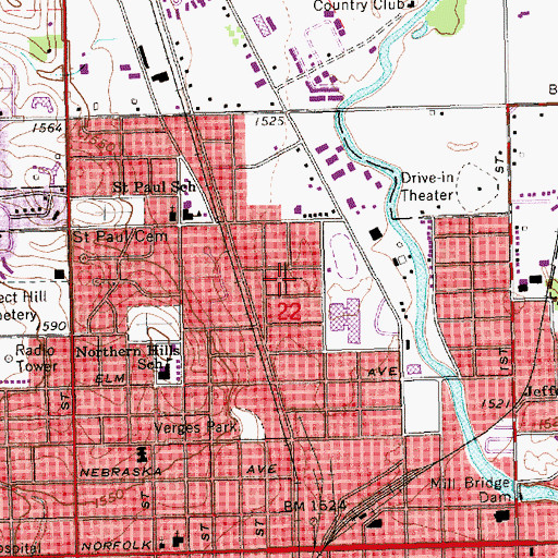 Topographic Map of Township of Norfolk, NE