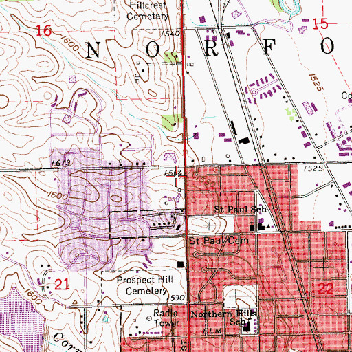 Topographic Map of First Christian Church, NE