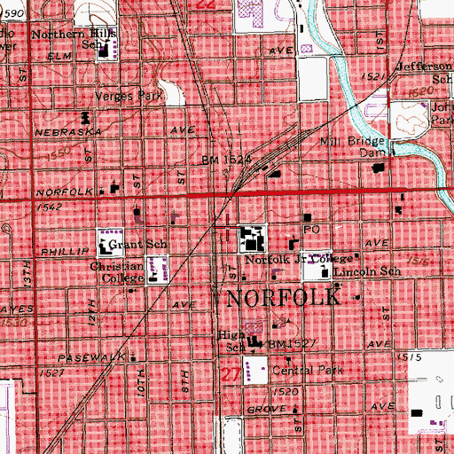 Topographic Map of Sacred Heart Elementary School, NE