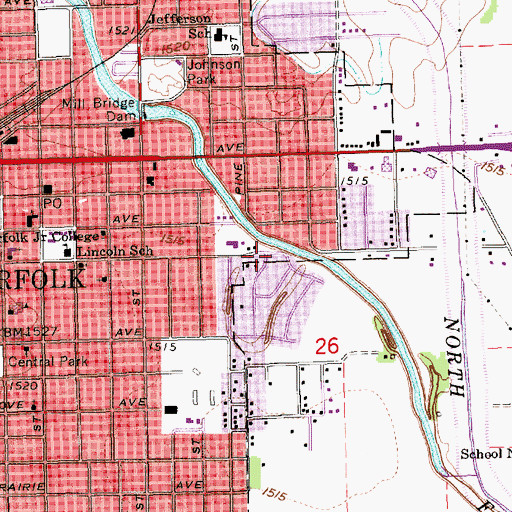 Topographic Map of Park Avenue Christian School, NE