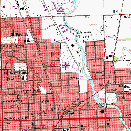 Topographic Map of Norfolk High School, NE