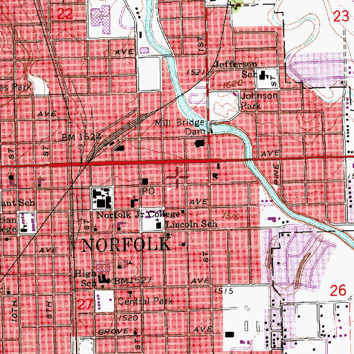 Topographic Map of Josephs College of Beauty, NE