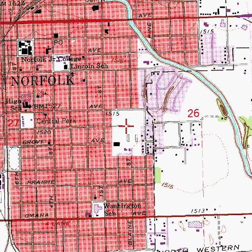 Topographic Map of Memorial Park, NE