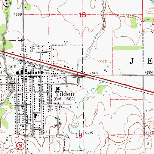 Topographic Map of Tilden Nature Trail, NE