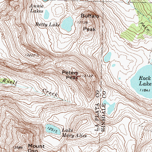 Topographic Map of Peters Peak, CO