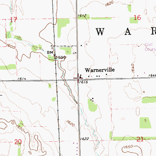 Topographic Map of Warnerville Public School, NE
