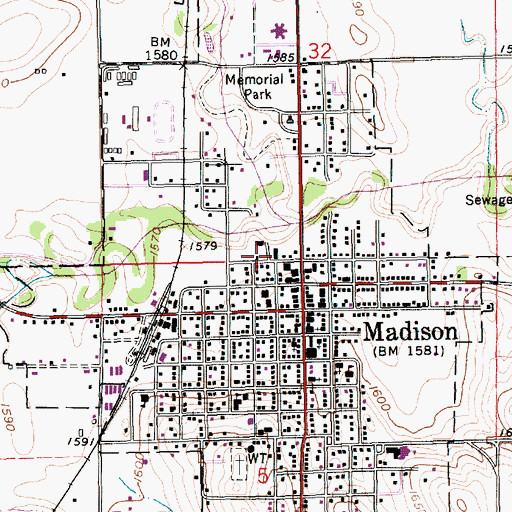 Topographic Map of Madison Volunteer Fire Department - Madison Volunteer Rescue Squad, NE