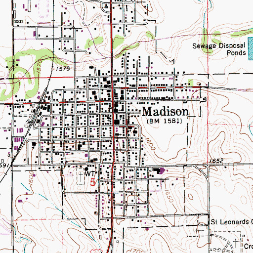 Topographic Map of Saint Leonards Church, NE