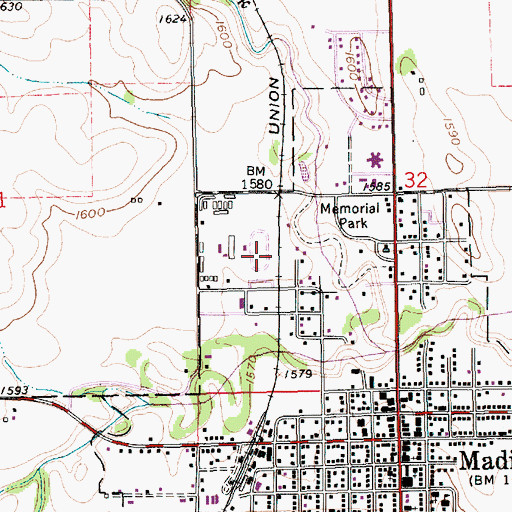 Topographic Map of Madison County Fairgrounds, NE