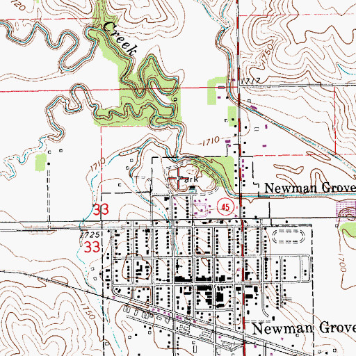 Topographic Map of Newman Grove City Park, NE