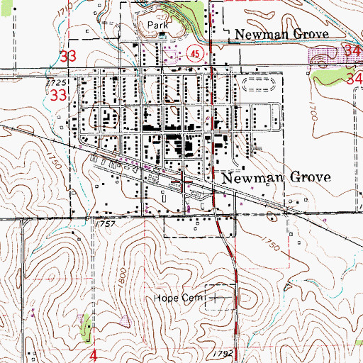 Topographic Map of Newman Grove (historical), NE