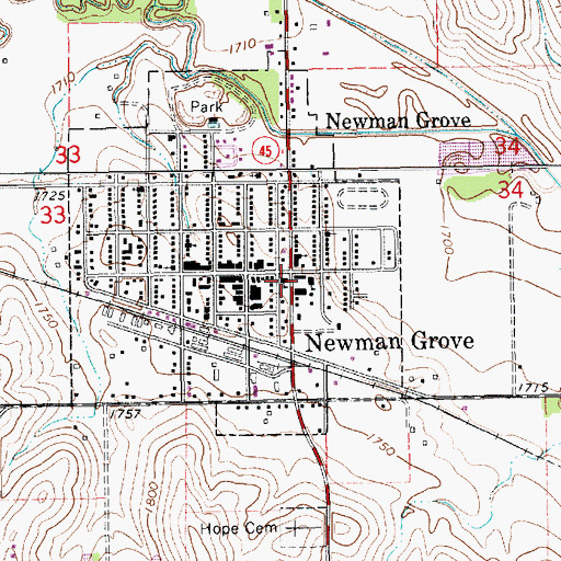 Topographic Map of Newman Grove Public Schools, NE
