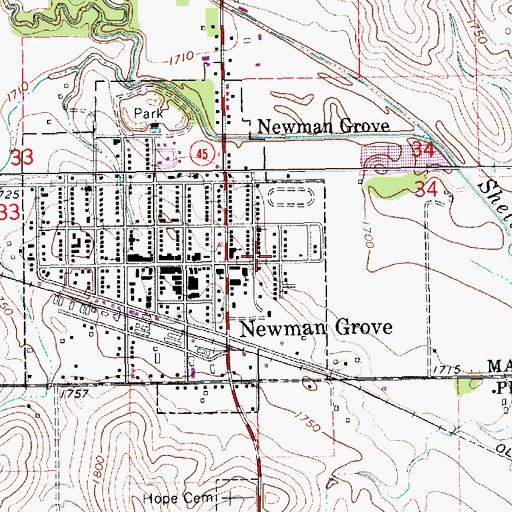 Topographic Map of Trinity Lutheran Church, NE