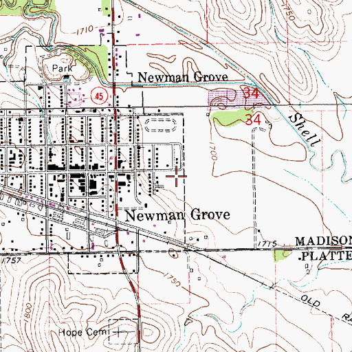 Topographic Map of Fellowship Bible Church, NE