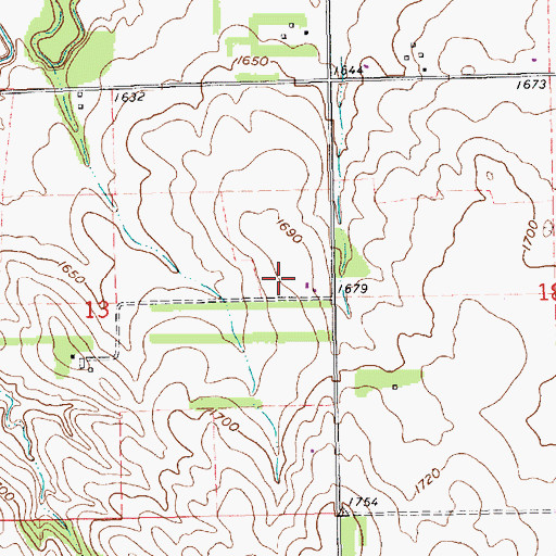 Topographic Map of Evergreen Hill Golf Course, NE