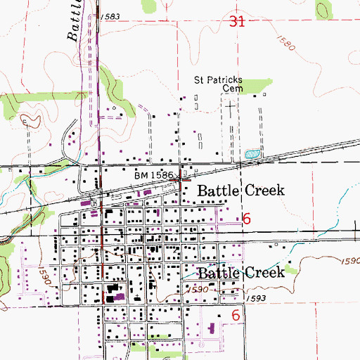 Topographic Map of Battle Creek (historical), NE