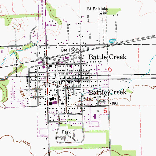Topographic Map of Battle Creek Public Library, NE