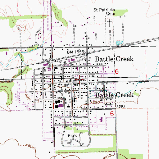 Topographic Map of Battle Creek Volunteer Fire Department, NE