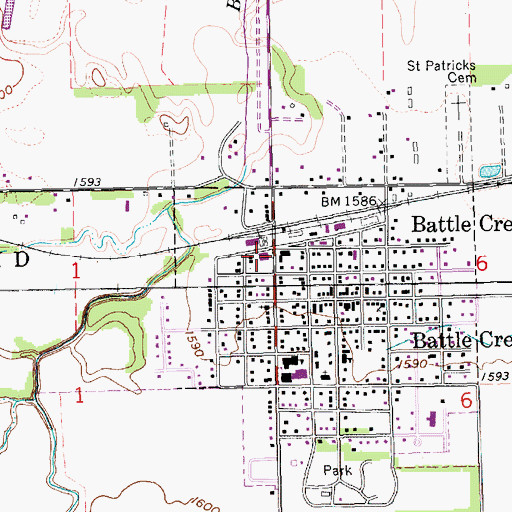 Topographic Map of Battle Creek Farmers Co-op Elevator, NE