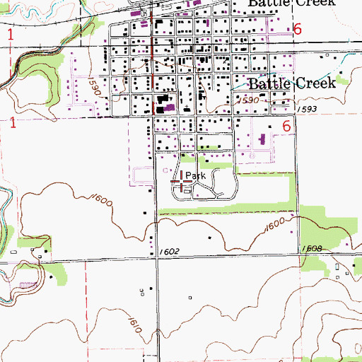 Topographic Map of Battle Creek City Park, NE