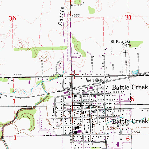 Topographic Map of Battle Creek Historical Marker, NE