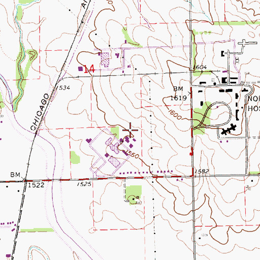 Topographic Map of Maintenance Building, NE