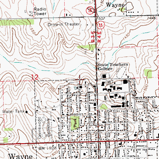 Topographic Map of Swimming Pool and Tennis Court Park, NE