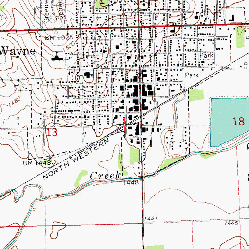 Topographic Map of Wayne (historical), NE