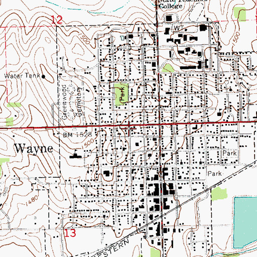 Topographic Map of Wayne County Museum, NE