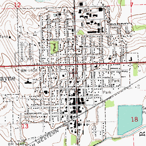 Topographic Map of First United Methodist Church, NE