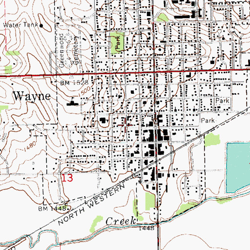 Topographic Map of First Presbyterian Church, NE