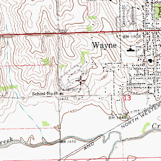 Topographic Map of Wayne County Fairgrounds, NE