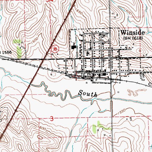 Topographic Map of Winside Volunteer Fire Department, NE