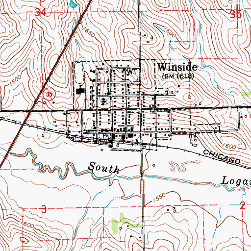Topographic Map of Winside Public Library, NE