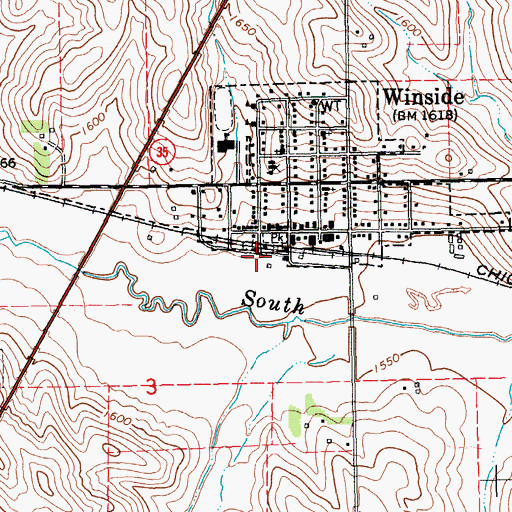 Topographic Map of Winside (historical), NE