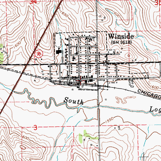 Topographic Map of Winside Post Office, NE